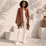 Bruin Paisley Vest Dames met Franjes – Bohemian Stijl in Warme Tinten