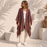 Paisley Vest Dames met Franjes – Bohemian Stijl in Rood & Blauw