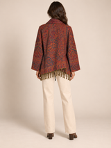 Rood Paisley Vest Dames met Franjes – Bohemian Vest met Sjaalkraag