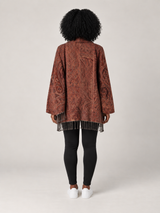 Bruine Paisley Poncho Dames met Franjes – Bohemian Cape in Warme Tinten