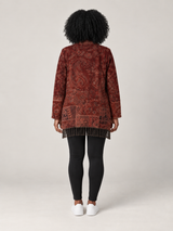 Bordeaux Paisley Vest Dames met Franjes – Bohemian Vest met Sjaalkraag