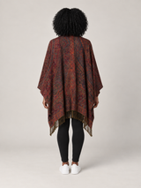 Paisley Poncho Dames met Franjes – Bohemian Cape in Rood, Groen & Oranje