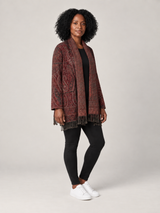 Bordeaux Paisley Vest Dames met Franjes – Bohemian Open Cardigan