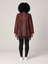 Bordeaux Paisley Vest Dames met Franjes – Bohemian Open Cardigan